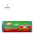 J-250 Jumbo Boy Çöp Torbası 80 x 110 cm 10 Lu Rulo x 5 Paket = 50 Adet (Mavi) - 1