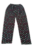 Kadın Polar Pijama Altı Termal Özellikli Siyah Puantiye Desenli Ev Giyim Cepsiz - 1