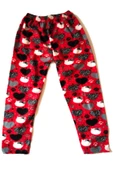 Kadın Polar Pijama Altı Termal Özellikli Kırmızı Kalp Desen Büyük Beden Ev Giyim Cepsiz - 3