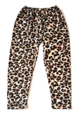 Kadın Polar Pijama Altı Termal Özellikli Leopar Desen Büyük Beden Ev Giyim Cepsiz - 3