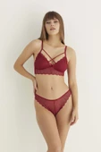Bordo Destekli Çapraz Dantelli Bralet Takım 5527 - 1
