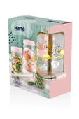 Hane 3'lü Flamingo Desenli Kavanoz Seti - 1