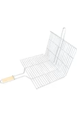 Ahşap Saplı Mangal Izgarası Galvanizli Paslanmaz Kafes Demir 32 x 42 cm - 3