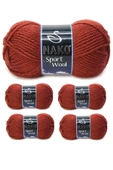 5 Adet Sport Wool Atkı Bere Ceket Yelek Örgü İpi Yünü No: 4409 Kiremit - 1