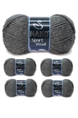 5 Adet Sport Wool Atkı Bere Ceket Yelek Örgü İpi Yünü No: 193 Koyu Gri Melanj - 1