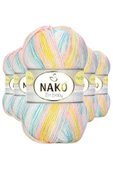 5 Adet Mini Batik Bebe El Örgü İpi Gökkuşağı 32428 - 1