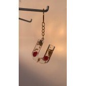 U Harfi Şeffaf Epoksi Gerçek Kurutulmuş Gül Yaprağı Gold Varak Halka Anahtarlık El Yapımı Hediyelik thumbnail 7