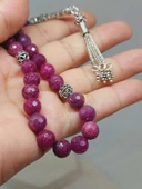 Yakut Taşı Faset Kesim 33 lük Tesbih 8mm (Gümüş) (51310) - 5