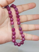 Yakut Taşı Faset Kesim 33 lük Tesbih 8mm (Gümüş) (51310) - 1