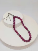 Yakut Taşı Faset Kesim 33 lük Tesbih 8mm (Gümüş) (51310) - 7