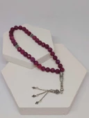 Yakut Taşı Faset Kesim 33 lük Tesbih 8mm (Gümüş) (51310) - 6