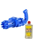 Minigun Pilli 19cm 8 Ağız Köpük Tabanca + Yedek Baloncuk Likit 500ml Mavi bambmNM929 - 1