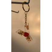 Y Harfi Şeffaf Epoksi Gerçek Kurutulmuş Gül Yaprağı Gold Varak Halka Anahtarlık El Yapımı Hediyelik - 4