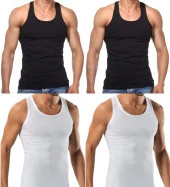 4 Adet Erkek Slim Fit Dar Kalıp Likralı Penye Sporcu Atleti(Rambo Atleti) - 1