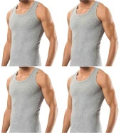 4 Adet Erkek Slim Fit Dar Kalıp Likralı Penye Sporcu Atleti(Rambo Atleti) - 6