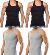 4 Adet Erkek Slim Fit Dar Kalıp Likralı Penye Sporcu Atleti(Rambo Atleti) - 7