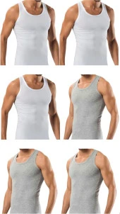 6 Adet Erkek Slim Fit Dar Kalıp Likralı Penye Sporcu Atleti(Rambo Atleti) - 3