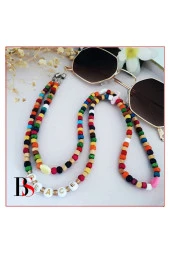 Karışık Renk Bambu Boncuk Kadın Gözlük Zinciri - 2