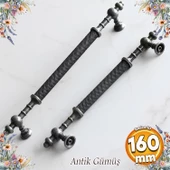 Ladin Eskitme Antik Gümüş Metal 160 mm Mobilya Mutfak Çekmece Dolap Dolabı Kulpu Kulbu Kulpları thumbnail 1