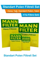 Ford Focus 2 1.6 TDCi Dizel MANN Filtre Bakım Seti 2008-2011 Hava+Yağ+Yakıt+Standart Polen - 1