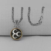 Üç Hilal Ortası Dönen 925 Ayar Gümüş Kolye thumbnail 1