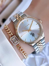 U.S.POLO ASSN Çelik Kordon 5 Atm Suya Dayanıklı Kadın Kol Saati+Bileklik Hediyeli USPA.2061.S02 thumbnail 1