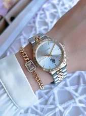 U.S.POLO ASSN Çelik Kordon 5 Atm Suya Dayanıklı Kadın Kol Saati+Bileklik Hediyeli USPA.2061.S02 thumbnail 2