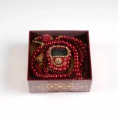 Taşlı Zikirmatik Tesbih Hediye Seti (Bordo) - 1