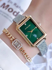 U.S.POLO ASSN Çelik Kordon 5 Atm Suya Dayanıklı Kadın Kol Saati+Bileklik Hediyeli USPA.2083.G05 thumbnail 1