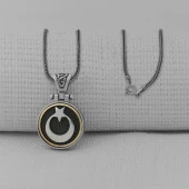 TH5163 Ay Yıldız Ortası Dönen 925 Ayar Gümüş Kolye thumbnail 1