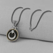 TH5163 Ay Yıldız Ortası Dönen 925 Ayar Gümüş Kolye thumbnail 2