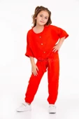 Önden Bağlamalı Yazlık Dokuma Keten Kız Çocuk Takım (RsbMbhrGoqSZh) - 8