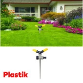 Kazıklı Toprağa Gömmeli Fiskiye Hareketli 2 Kollu Su Fıskiyesi Bahçe Çim Sulama Aparatı Plastik Sağlam - 3