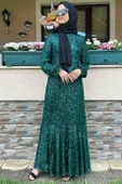Pırıl Zümrüt Yeşili Elbise - 5
