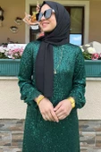 Pırıl Zümrüt Yeşili Elbise - 2