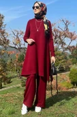 Işıl Pantolonlu Triko Takım Bordo - 1