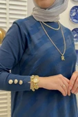 Bilge İndigo Triko Tunik - 2