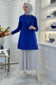 Gonca Taşlı Triko Tunik Saks - 1