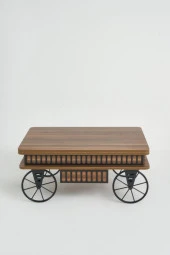 kolexonline Luna-1 Akıllı Sehpa, Çalışma Masası, Yemek Masası, Yer Sofrası, Tekerli Ve Çekmeceli Ceviz Renk thumbnail 1