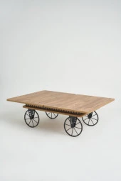 kolexonline Luna Akıllı Sehpa, Çalışma Masası, Yemek Masası, Yer Sofrası, Tekerli Çam Renk - 2