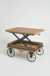 kolexonline Luna Akıllı Sehpa, Çalışma Masası, Yemek Masası, Yer Sofrası, Tekerli Çam Renk - 3