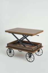 kolexonline Luna Akıllı Sehpa, Çalışma Masası, Yemek Masası, Yer Sofrası, Tekerli Ceviz Renk thumbnail 3