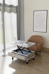 kolexonline Lisa Orta Sehpa Çekmeceli Tekerli Akıllı Masa Beyaz Sehpa Beyaz Orta Sehpa Beyaz Renk thumbnail 2