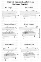 kolexonline Lisa Tekerli Akıllı Sehpa Çok Amaçlı Akıllı Sehpa Sihirli Sehpa Yemek Masası Çay Sehpası - 2