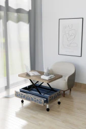 kolexonline Lisa Tekerli Sihirli Sehpa Akıllı Masa Yemek Masası Çekmeceli Antrasit Renk thumbnail 3