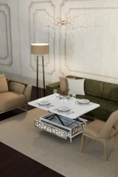 kolexonline Rosa Orta Sehpa Çekmeceli Akıllı Masa Beyaz Sehpa Beyaz Orta Sehpa Beyaz Renk thumbnail 1