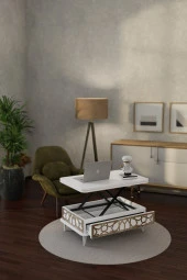 kolexonline Rosa Orta Sehpa Çekmeceli Akıllı Masa Beyaz Sehpa Beyaz Orta Sehpa Beyaz Renk thumbnail 2