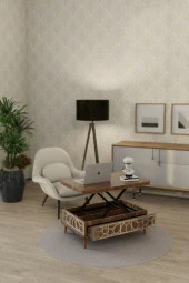 kolexonline Rosa Sihirli Masa Çalışma Masası Yemek Masası Yer Sofrası Ceviz Renk thumbnail 2