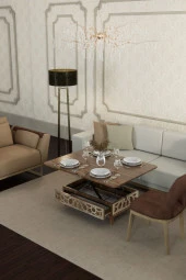 kolexonline Rosa Sihirli Masa Çalışma Masası Yemek Masası Yer Sofrası Ceviz Renk thumbnail 3