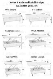 kolexonline Rosa Masa Orta Masa Akıllı Masa Çekmeceli Çam Renk - 5